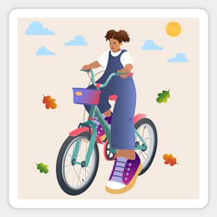 Girl Riding Bike Magnet